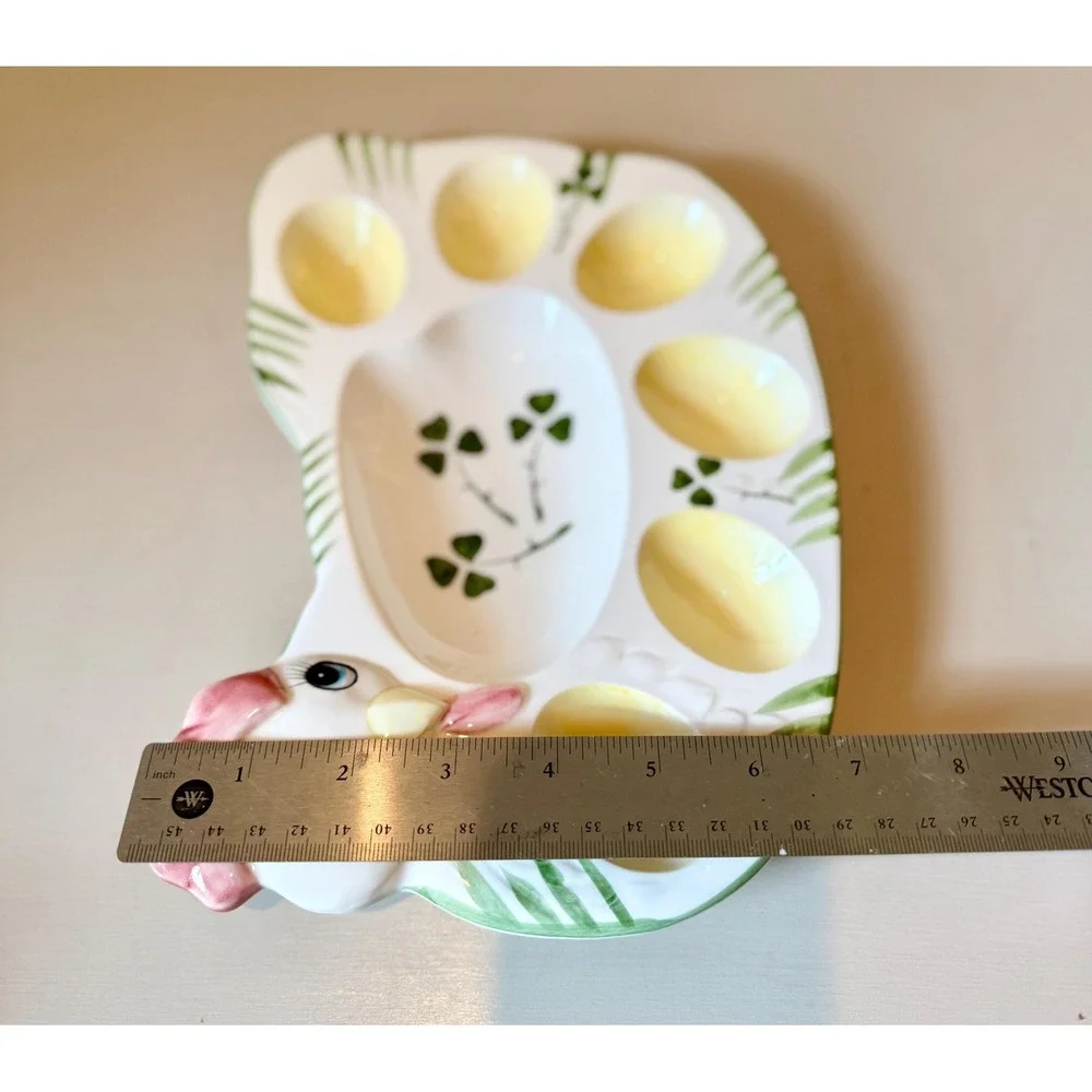 Vintage Chicken Deviled Egg Plate Shamrocks | Egg Platter | Retro St. Patrick's